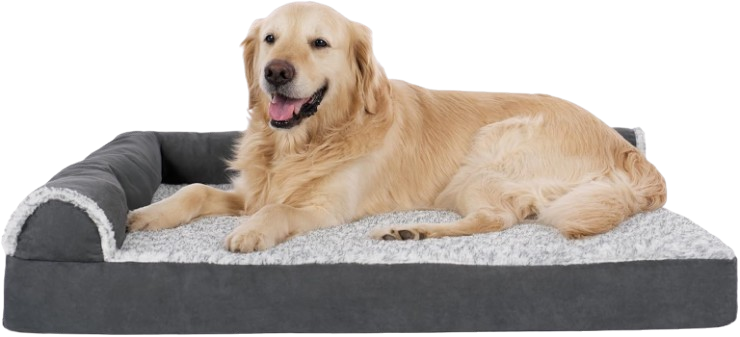 furhaven l-shaped orthopedic chaise dog bed for large breeds up to 95 lbs